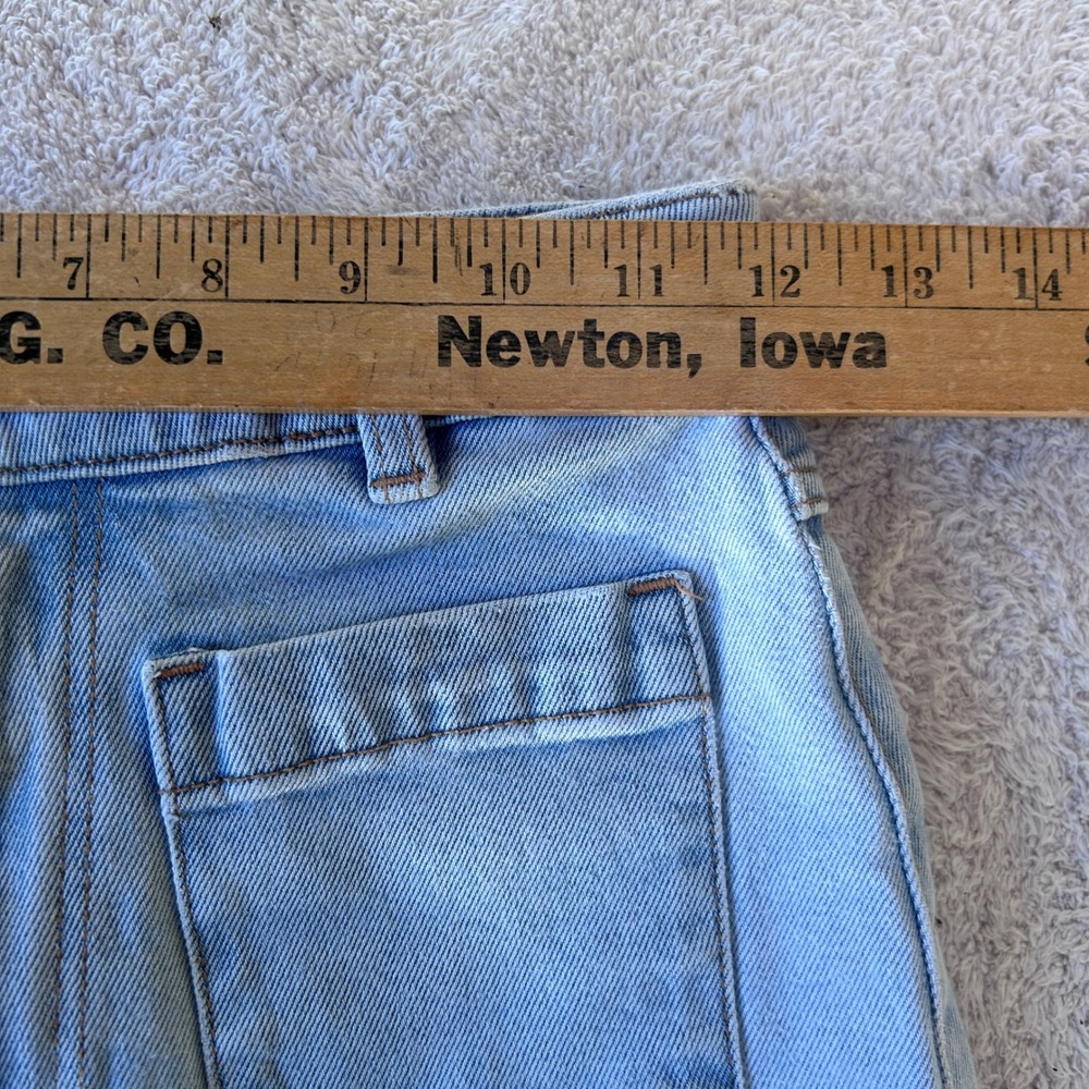 Rollas High Rise Wide Leg Jeans Light Wash Raw Hem Size 25 7 Front Patch Pockets - Picture 4 of 10